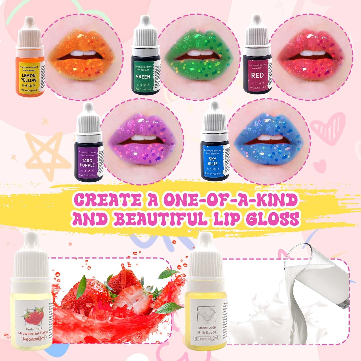 Lip Gloss Making Kit, 70PCS Diy Lip Gloss Kit, Beginner Lip Gloss Set, Make Your Own Lip Gloss Kit, Glitter Lip Gloss, Lip Gloss Kit for Girls, Lipgloss Sets for Girls Gifts