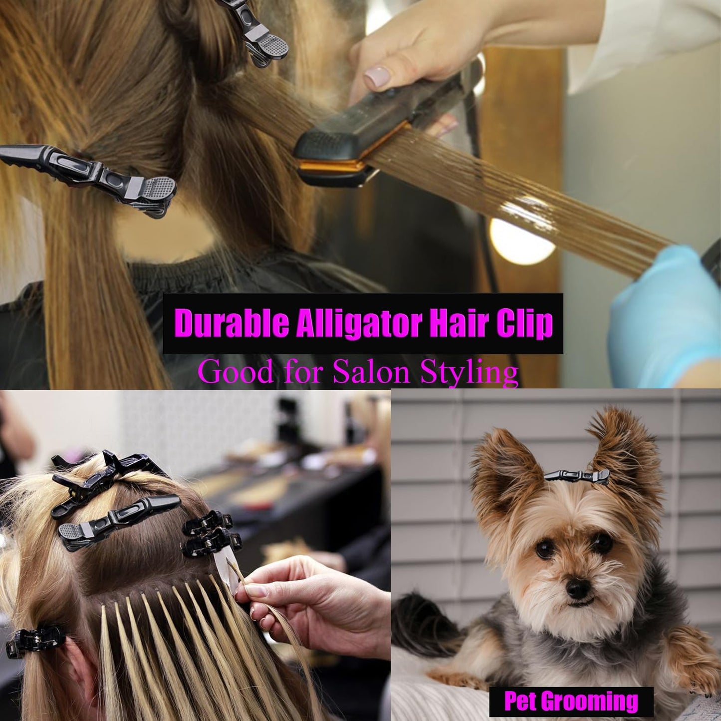 Alligator Hair Clips for Women - 100 Pcs Professional Styling Clips with Wide Teeth & Double-Hinged Design | Black