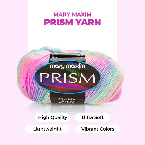Mary Maxim Prism Yarn, Soft Acrylic Multicolor DK Yarn for Crocheting and Knitting, Light Worsted 3, Ideal for Blankets, Sweaters and Baby Projects, 3.5 oz Skein, 290 Yards - Rainbow