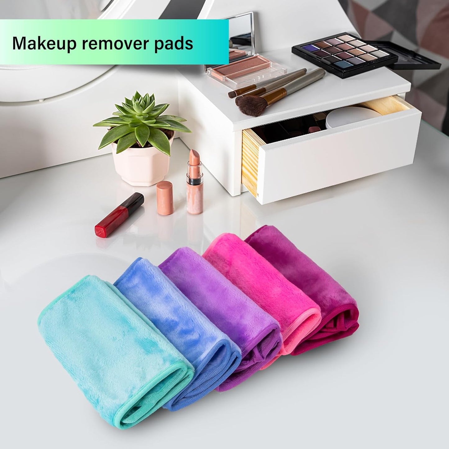 Nugilla Makeup Remover Cloths - 5 Pack Reusable Microfiber Towels for Effortless Makeup Removal | Soft & Gentle on Skin