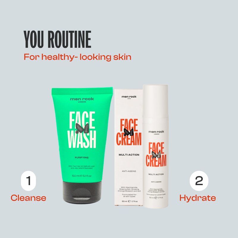 Men Rock Face Wash Purifying - Hydrating Facial Cleanser for Men with Tea Tree Oil - Moisturizing Face Cleanser - Mens Skincare Products - 5.1 oz