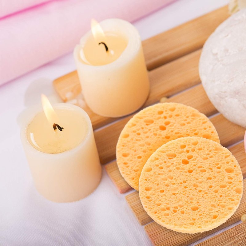 Gainwell Compressed Facial Sponges - 50-Count 100% Natural Cellulose Spa Sponges for Cleansing & Exfoliating
