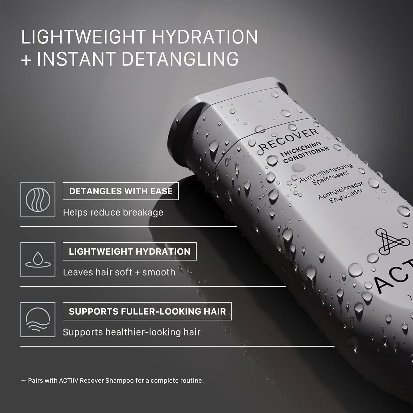 ACTIIV Recover Thickening Conditioner - Strengthens & Hydrates for Thicker, Fuller Hair | Plant-Based, Color-Safe, Unisex