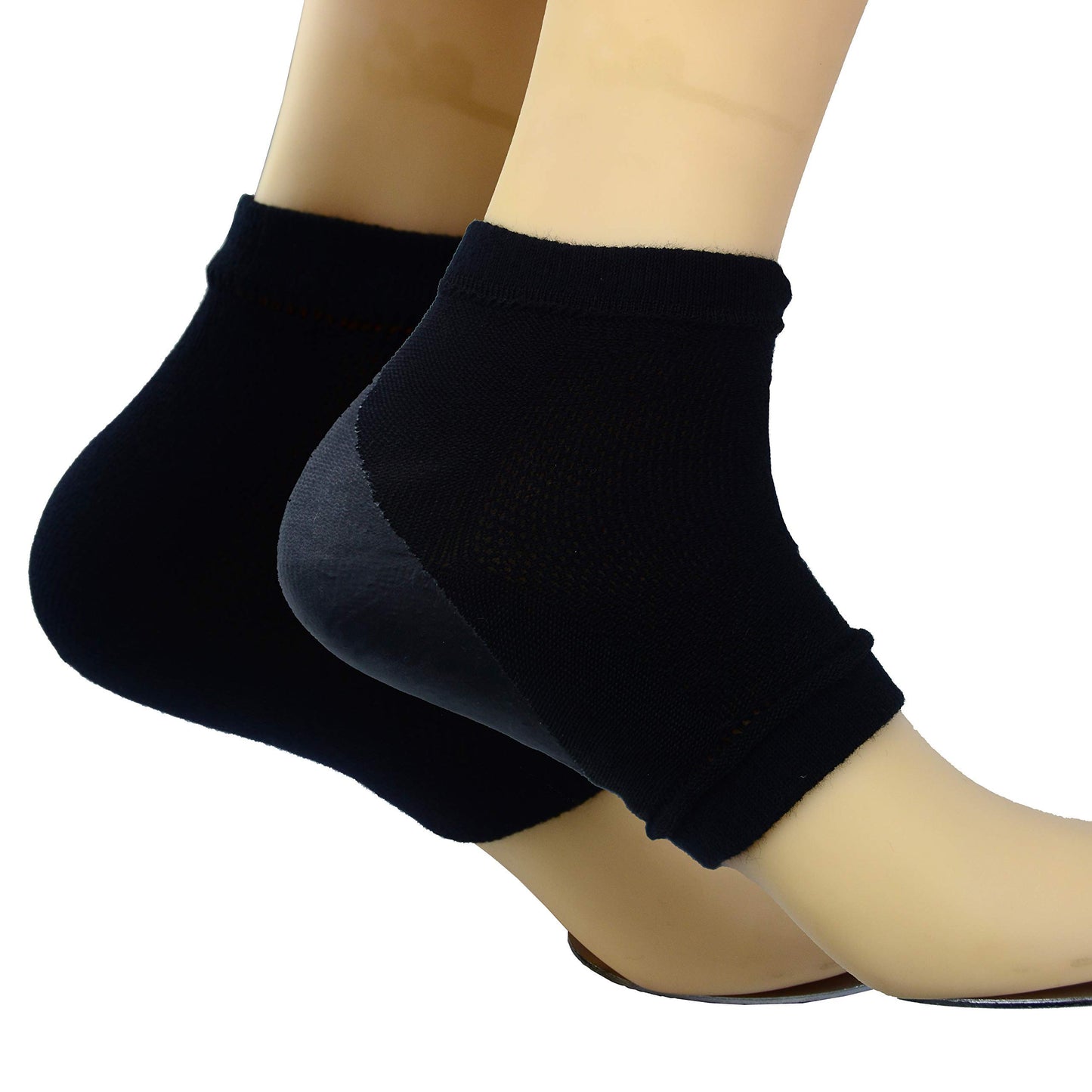 Makhry 2 Pairs Moisturizing Silicone Gel Heel Socks for Dry Hard Cracked Skin Open Toe Comfy Recovery Socks Day Night Care (Black)