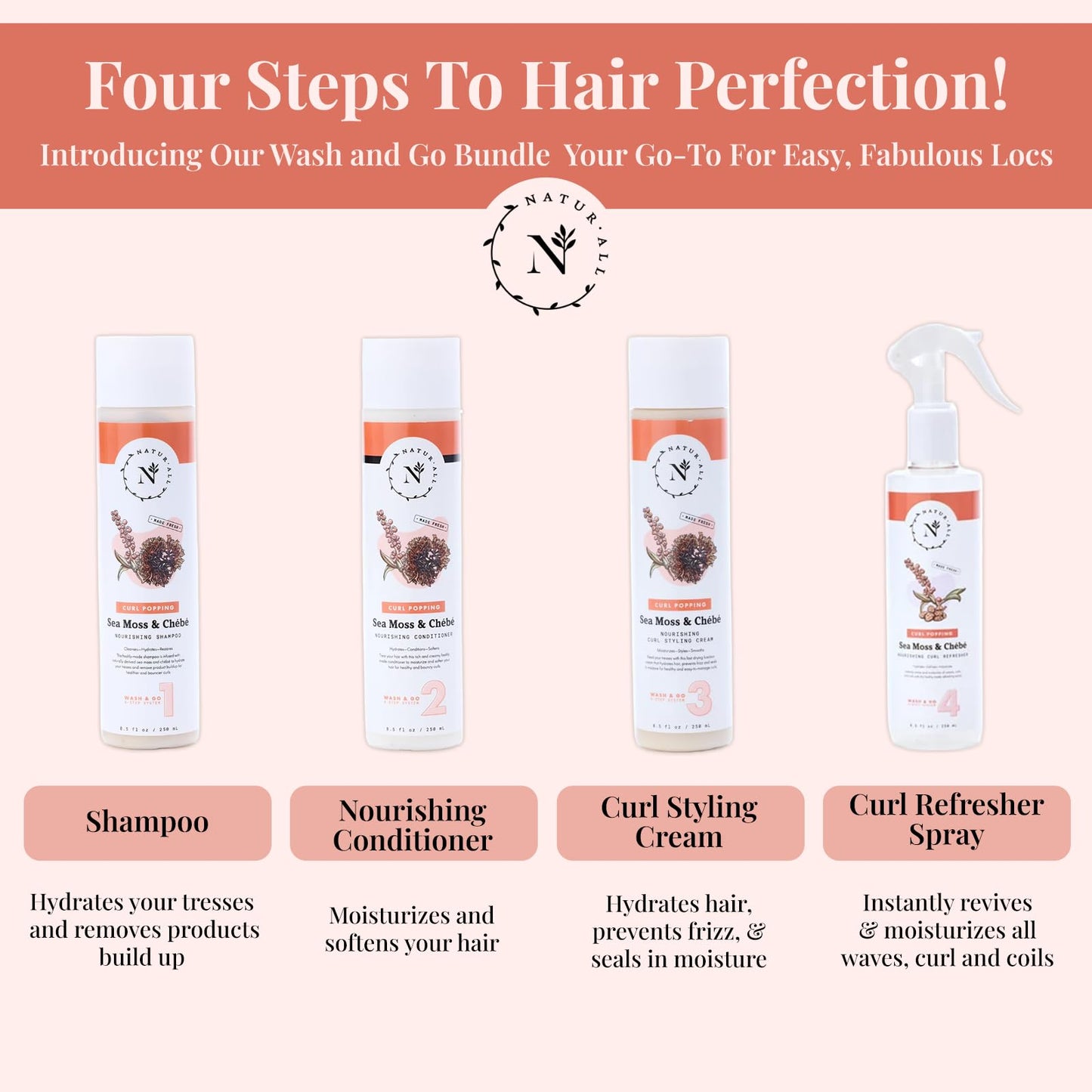 NaturAll Sea Moss & Chebe Anti Frizz Conditioner - Sulfate-Free Curl Hair Conditioner for Dry Hair - Detangles, Softens & Moisturizes Dry, Damaged Hair, Helps Reduce Breakage & Smooth Frizz (8.5 Oz)