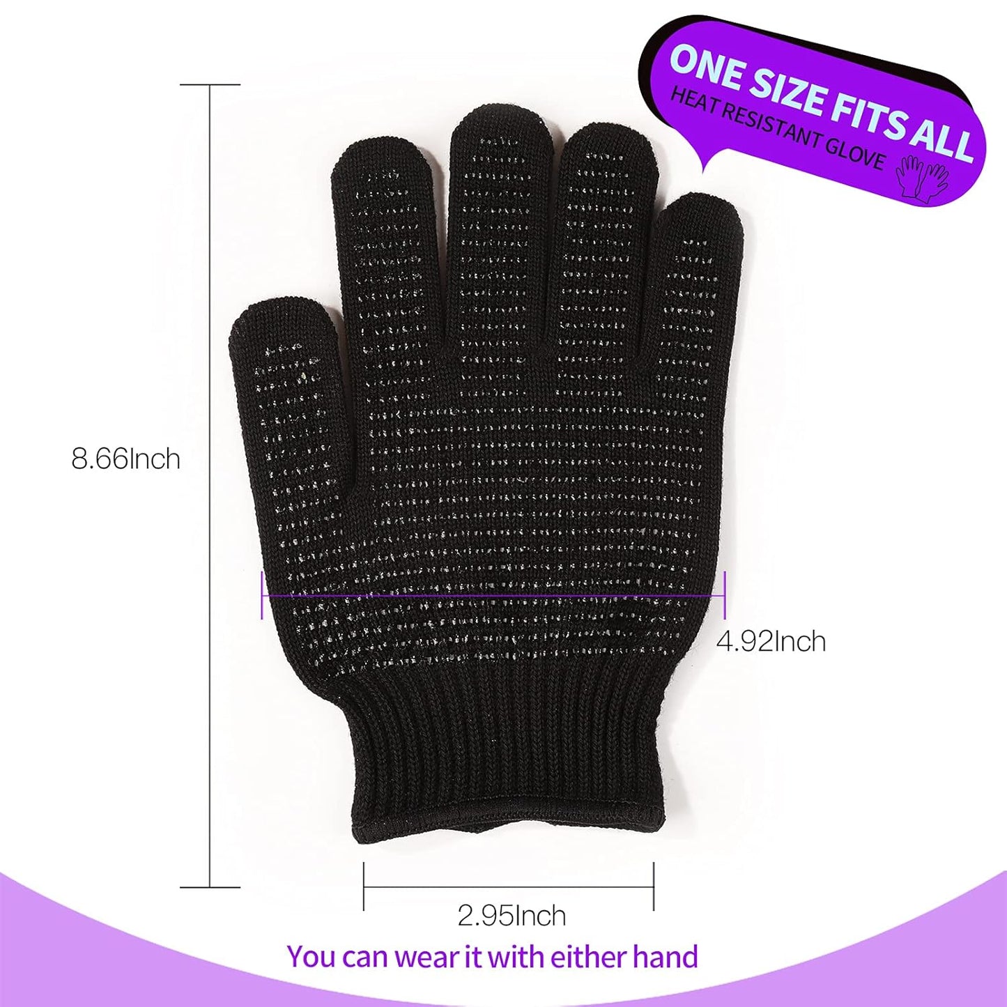 Teenitor 2 Pcs Heat Resistant Gloves With Silicone Bumps, Professional Heat Proof Glove Mitts For Hair Styling Curling Iron Wand Flat Iron Hot-Air Brushes Sublimation Gloves Rose Red
