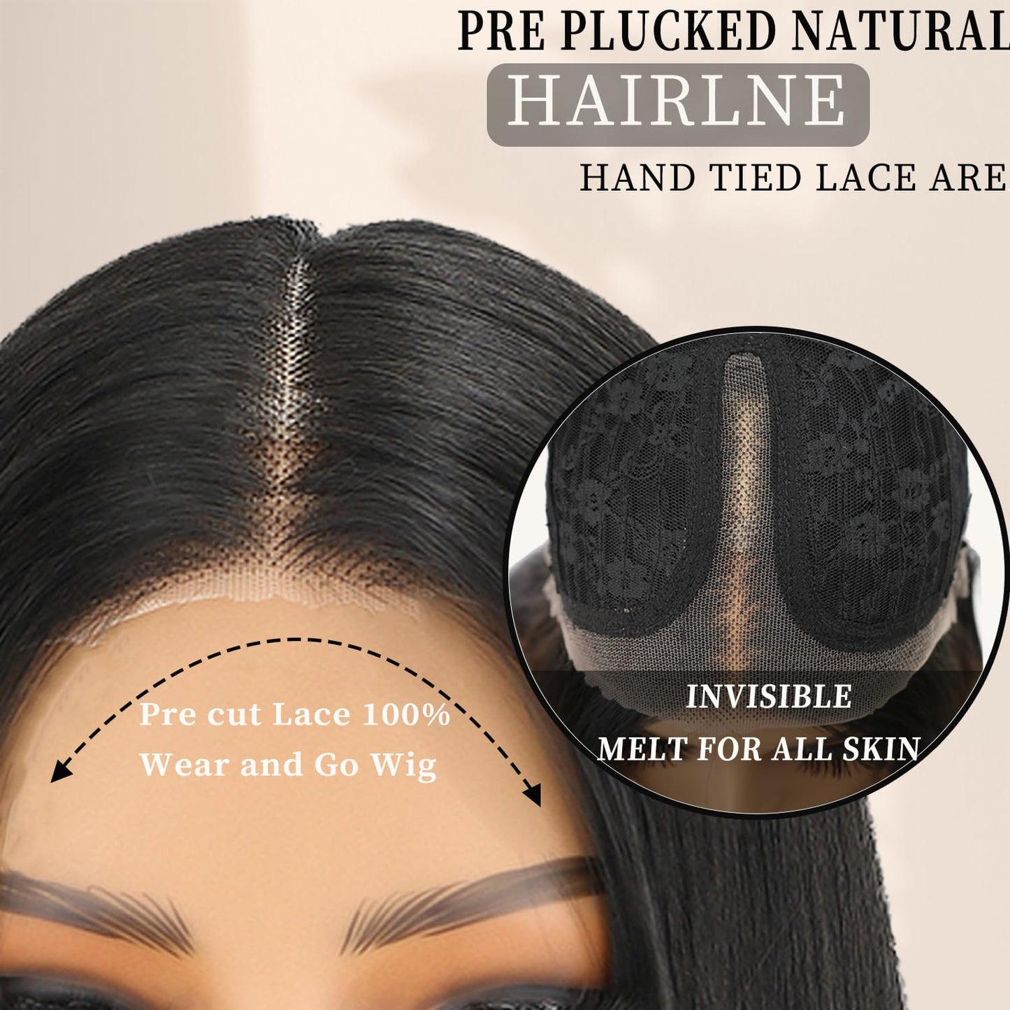 NOSTALGIA Black Glueless Lace Front Wig - 26 Inch Straight Synthetic Layered Style for Women
