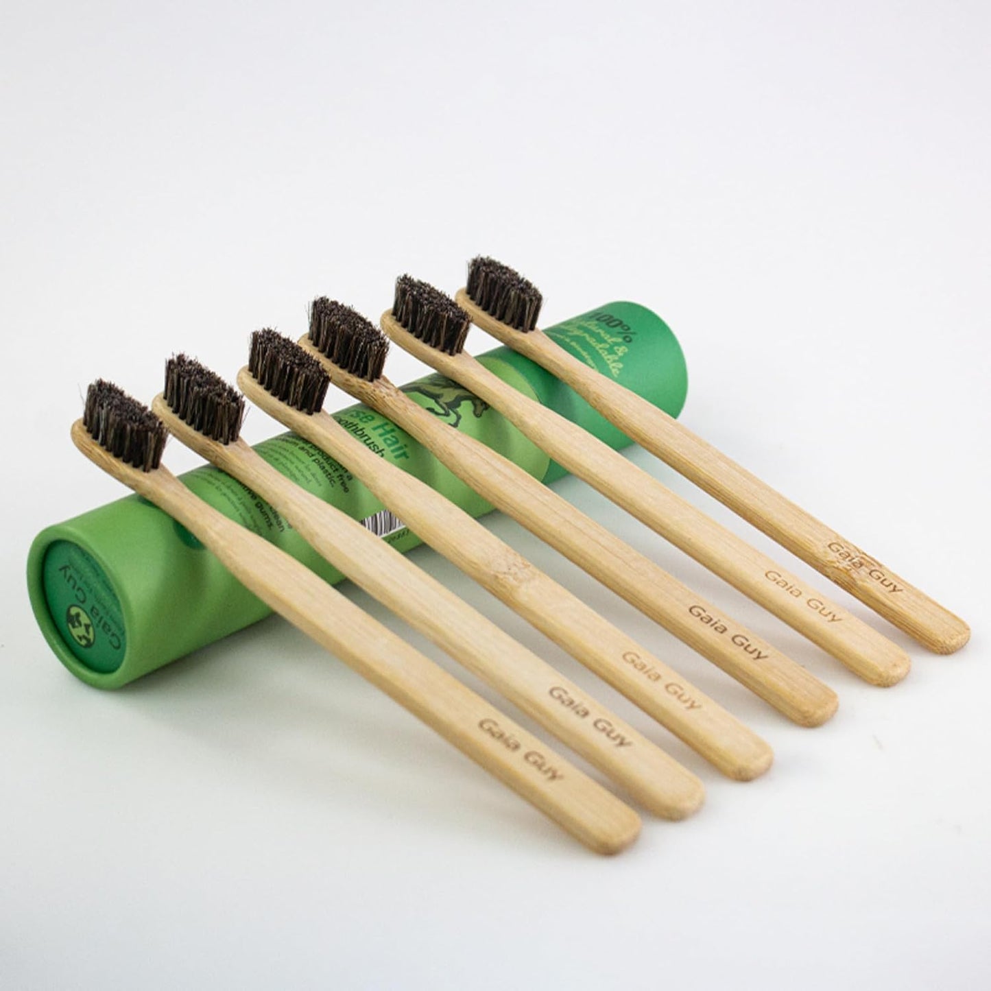 Gaia Guy Bamboo Toothbrush - Soft Natural Bristle, Biodegradable & Compostable | 6-Pack
