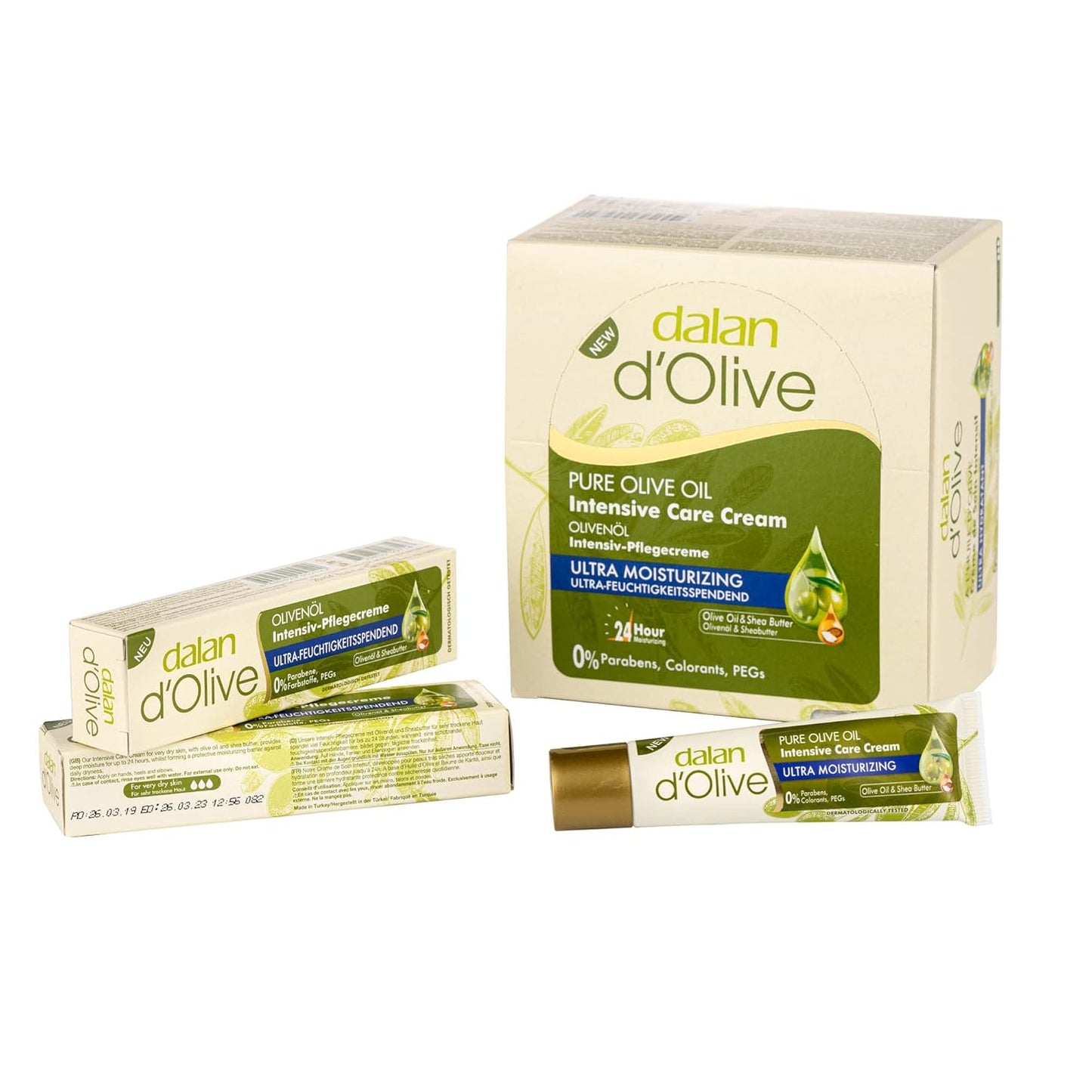Dalan d'Olive Intensive Care Cream - Nourishing Moisturizer for Dry Skin | 12 Pack