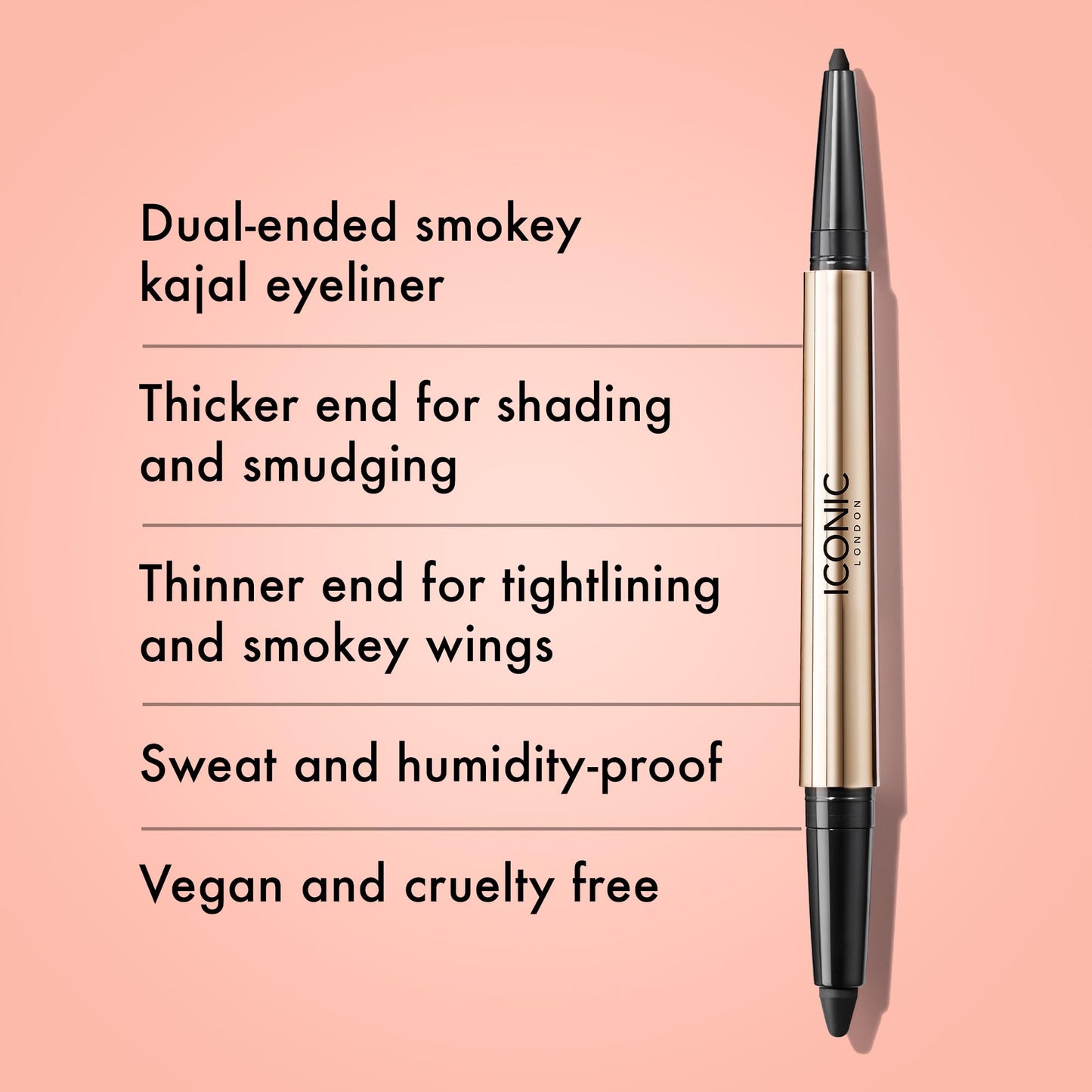 ICONIC LONDON Smokey Eye Dual Ended Eyeliner | Midnight Black, Water Resistant
