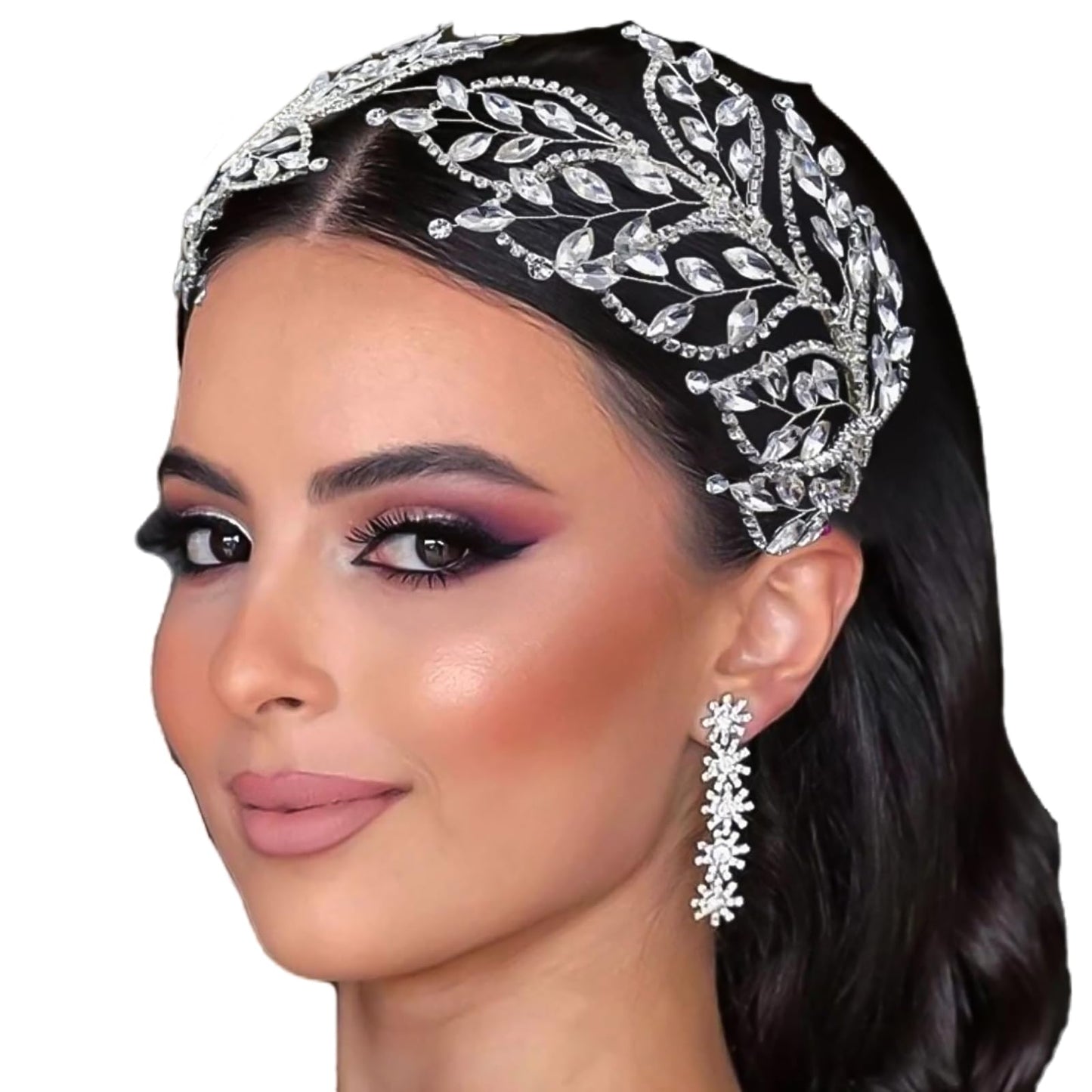 Bridal Headband for Wedding Rhinestone Bride Hair Pieces,Crystal Lengthen Wedding Hair Accessories for Bride Bridesmaid (Sliver, 1)