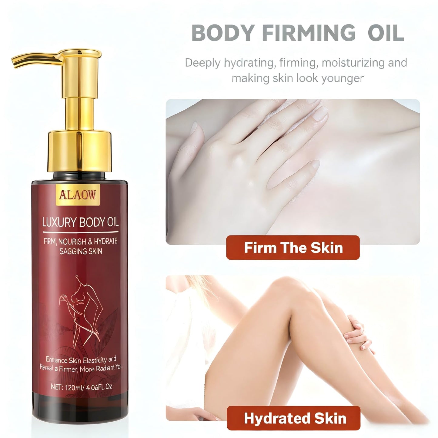 ALAOW Advanced Firming Body Oil, Powerful Skin Tightening Formula, Fast Improves Loose Skin, Deeply Moisturizing Body Care Oil (FN)