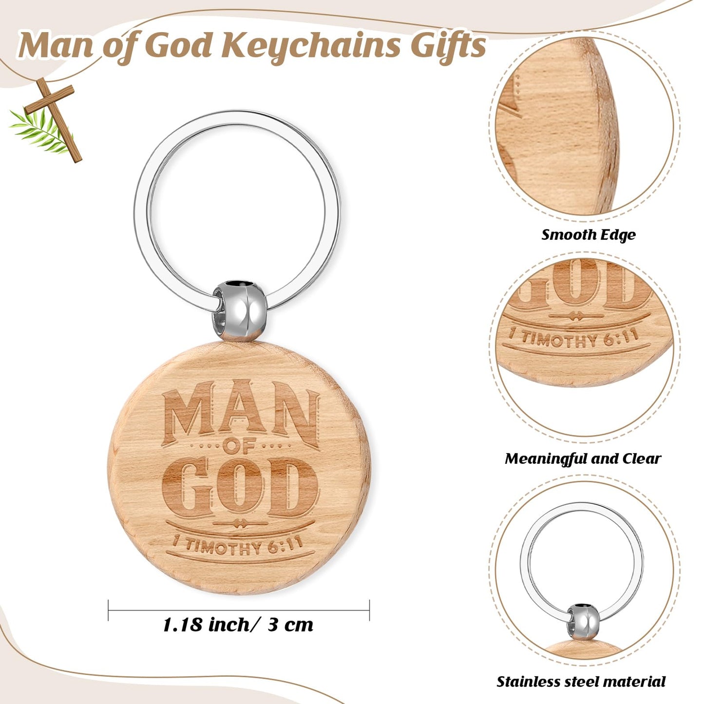Shinylin 3 Pcs Father's Day Man of God Gifts for Men Christian 11.2oz Inspirational Coffee Mug Religious Bible Verse Leather Toiletry Bag Scripture Keychain for Dad Pastors Church Gift(Classic Color)