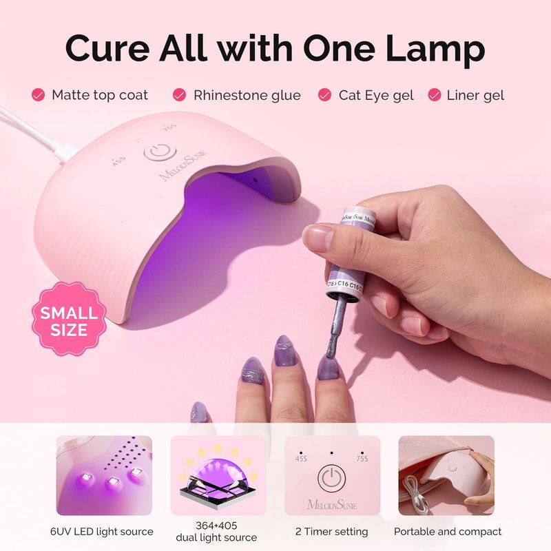 MelodySusie Gel Nail Polish Kit with UV Light P-ART06F- Popular Color Gel with Builder and Baser &Glossy Top Coat Soak Off Includes Nail Art Tools Nail Art Gift for Women & Girls