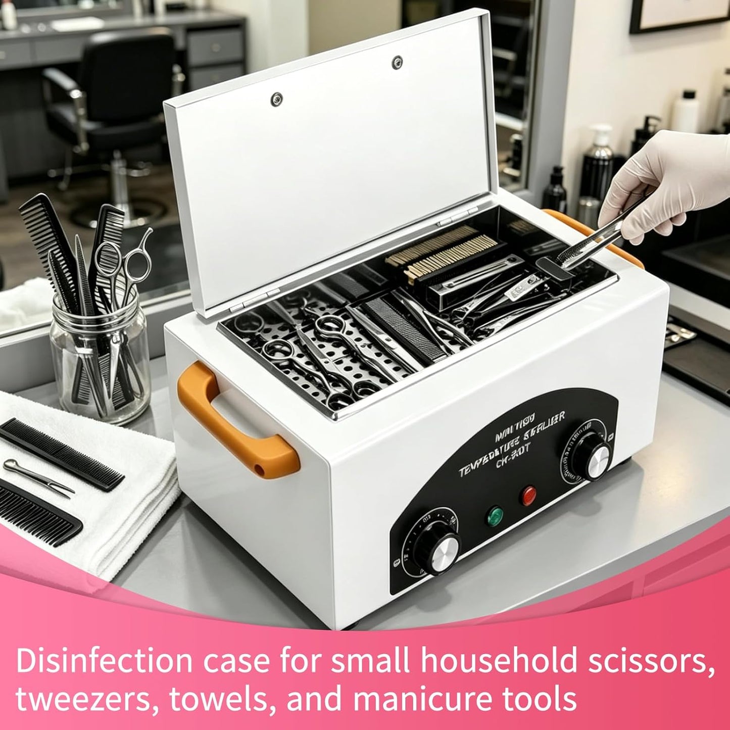 High Temperature Autoclave Sterilizer Machine - 1.5L 110V 300W with Timer for Nail & Beauty Tools