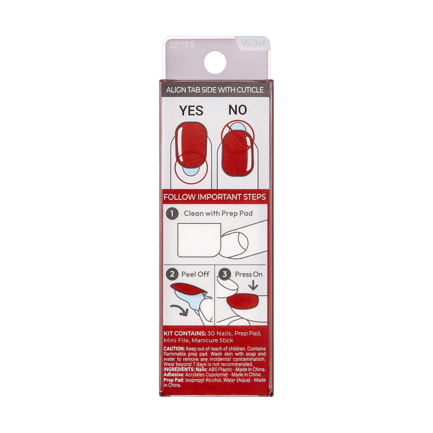 Kiss Impress No Glue Mani Press On Nails Kit, Reddy or Not, 30 Red Peel and Stick Nails, Super Slim Short Squoval, Glossy Gel Finish, PureFit Technology, Includes Prep Pad, Manicure Stick & Mini File