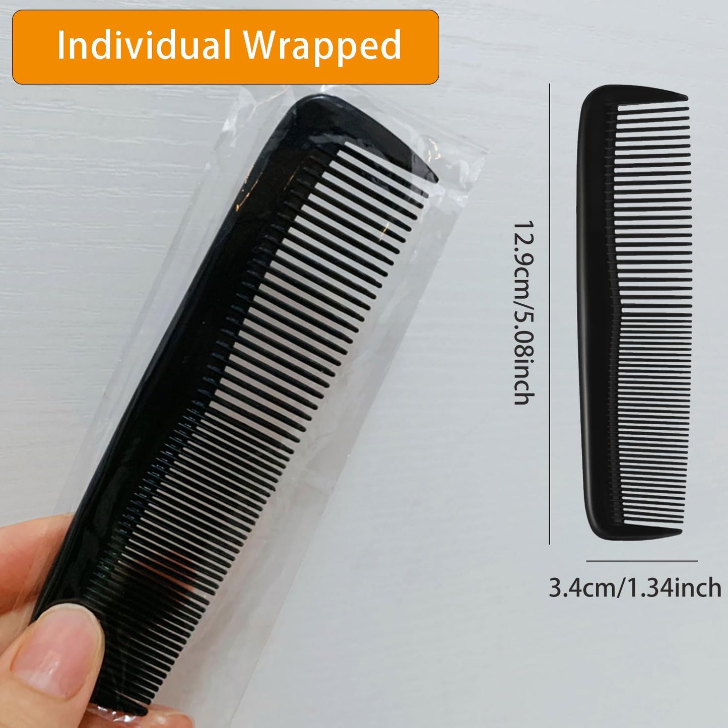 300 Pieces Hair Combs Bulk, Individually Wrapped, Black Pocket Hair Comb Set Fine Tooth Dressing for Women/Men, Travel, Hotel, Airbnb, Operation Christmas Child Shoeboxes, Homeless, Shelter, Charity