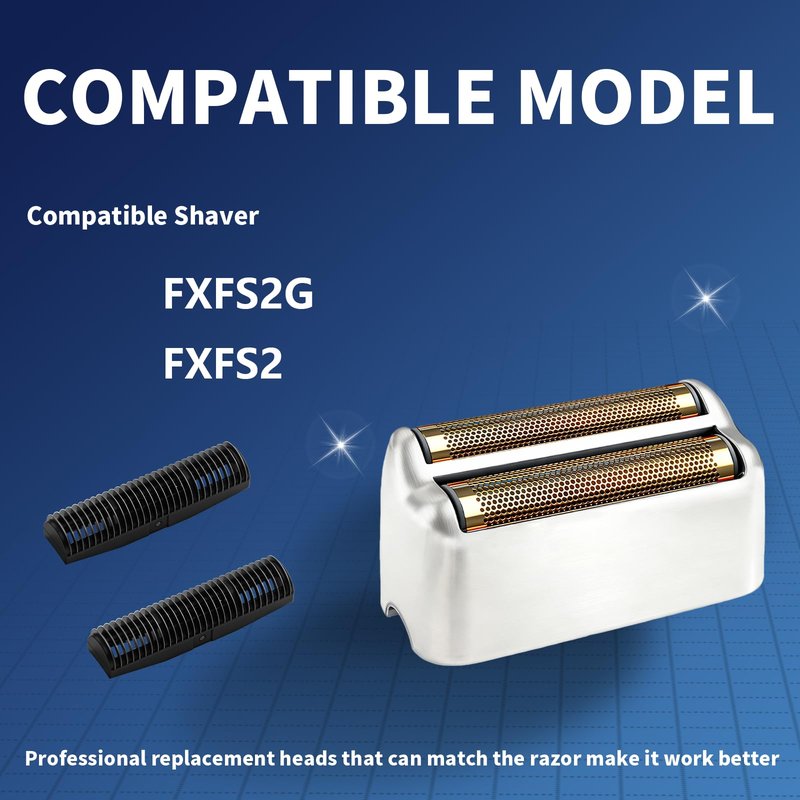 2 Pack Shaver Replacement Foil and Cutters Compatible with BaBylissPRO Double FXFS2 Metal Shaver foil Replacement,Silver