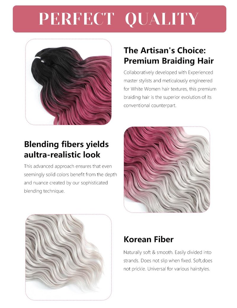 300g Curly Braiding Hair Off Black to Purple to Grey Ocean Wave Crochet Hair Long Synthetic Loose Deep Wavy Twist Hair for Boho Braids