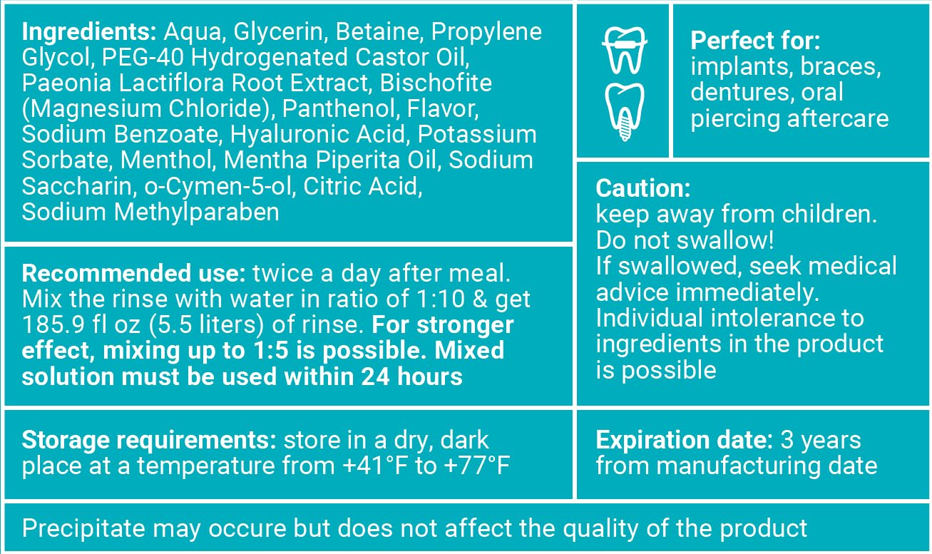 WATER DENT Water Flosser Rinse, Solution, Additive & Mouthwash for Dry Mouth – Compatible with Waterpik & All Oral Irrigators, with Hyaluronic Acid, Alcohol & Fluoride Free, Fruit Mint, 16.9 fl oz