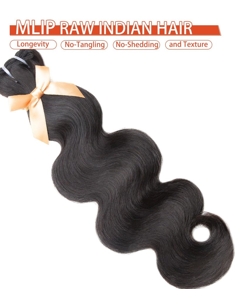 MLIP Raw Indian Human Hair Body Wave Single Bundle Only, 3X Longer Lifespan,100% Unprocessed Raw Hair, No Tangle & Shedding, Silky Soft After Multiple Washes, Natural Color 10 Inches
