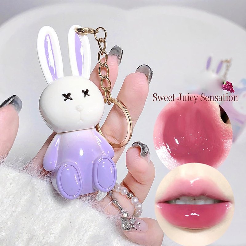 Bunny Rabbit Lip Gloss Set - 6 Moisturizing Liquid Lipsticks | Hydrating Shine & Plumping Finish for Women