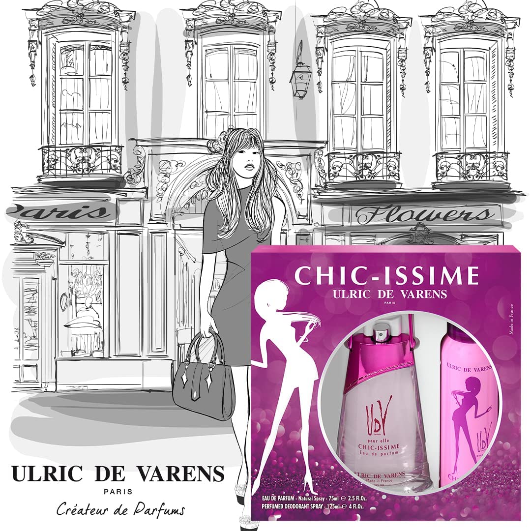 Udv Chic Issime By Ulric De Varens For Women. Set-eau De Parfum 2.5 OZ & Deodorant Spray 4 OZ
