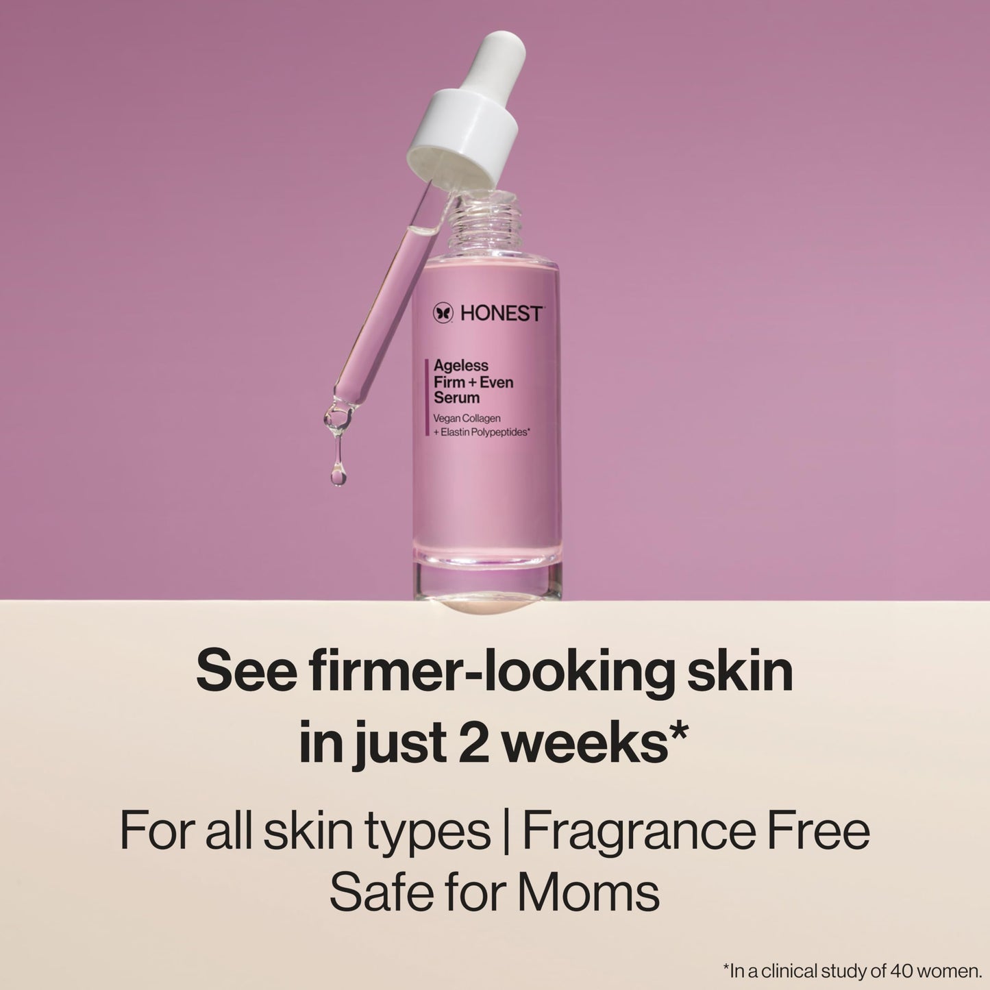 Honest Beauty Ageless Firm and Even Serum, Powered by Vegan Collagen Elastin Polypeptides, Firmer-Looking Skin, Fragrance Free, EWG Verified, Cruelty-Free, 1 fl oz