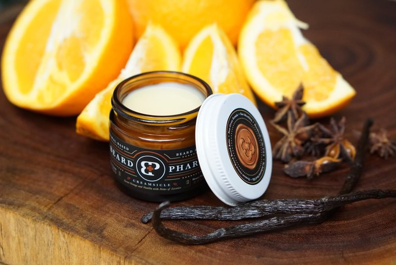 BeardPharm™ Premium Animal Based Beard Balm for Conditioning, Hold, and Control - Handcrafted with Tallow & Lanolin - Long-Lasting Scent - Non-Greasy Formula - No Industrial Seed Oils (Creamsicle)