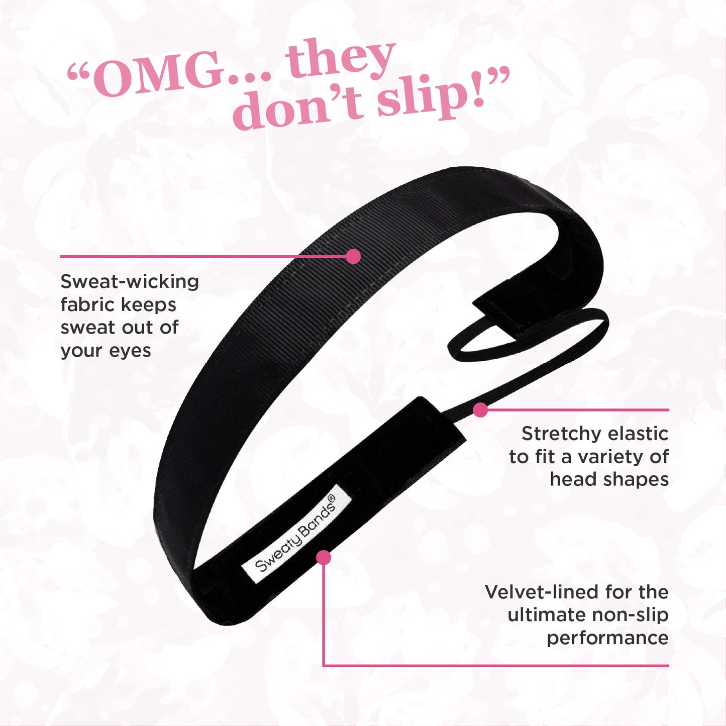 Sweaty Bands Womens Girls Headband - Non-Slip, Velvet-Lined Sparkly Hairband - Bling It Dripping in Diamonds Silver 3/8-Inch