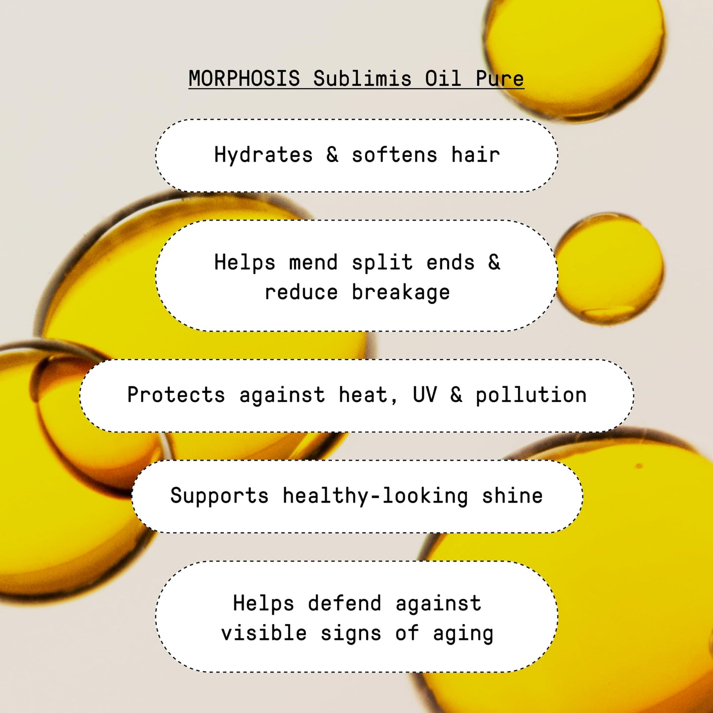 FRAMESI Morphosis Sublimis Pure Hair Oil 3.4 fl oz, Moisturizes and Revitalizes Hair, Natural Ingredients, Color Safe