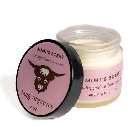 TAGG ORGANICS Whipped Tallow Cream for Skin - 100% Organic & Chemical-Free - Deep, Long-Lasting Hydration & Nourishment for Dry & Sensitive Skin (Mimi’s Scent 2oz)