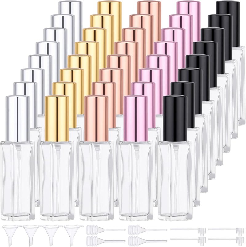**40pcs 10ml Glass Perfume Atomizer Sprayers - Refillable Fine Mist Travel Bottles with Transfer Tool**