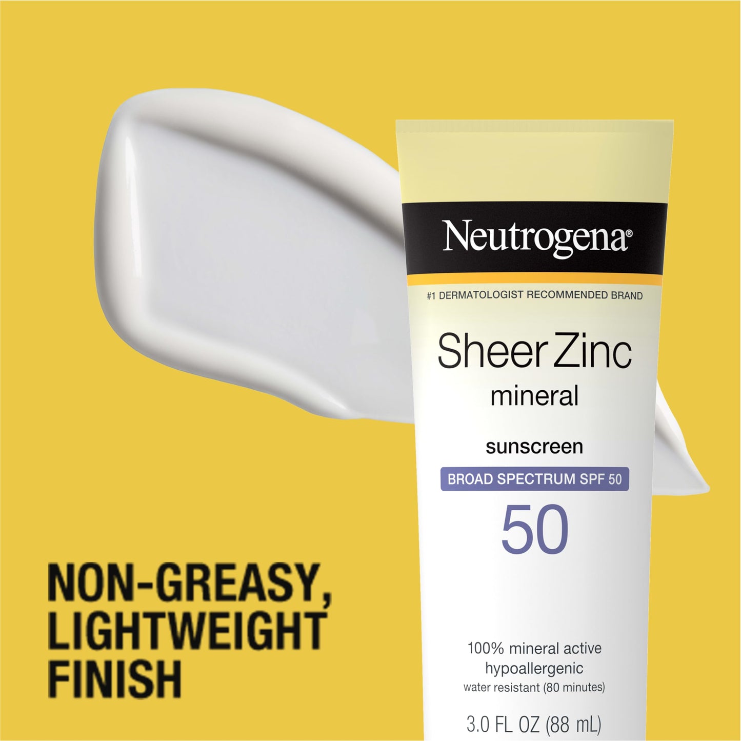 Neutrogena Mineral Sunscreen Sheer Zinc Oxide Dry-Touch Lotion, Broad Spectrum Sunblock SPF 50, Water Resistant Sunscreen For Sensitive Skin, 3 fl. oz, 3 Pack