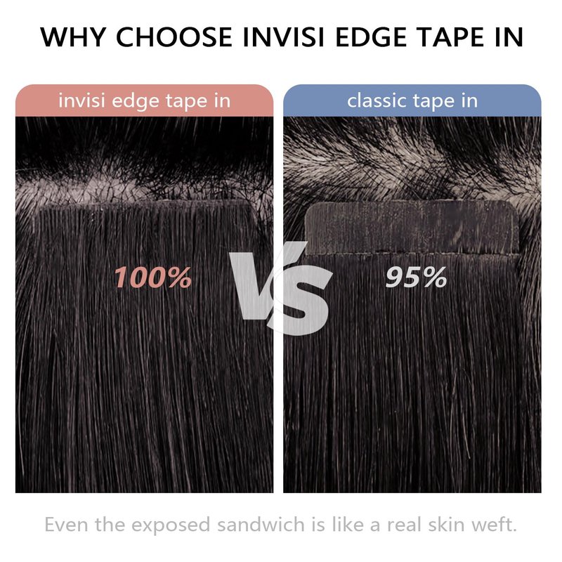 COOKAYU Injected Tape in Hair Extensions, Darkest Brown 14Inch 30g 20pcs Seamless Invisi Edge Tape in Human Hair Straight Invisible Extensions