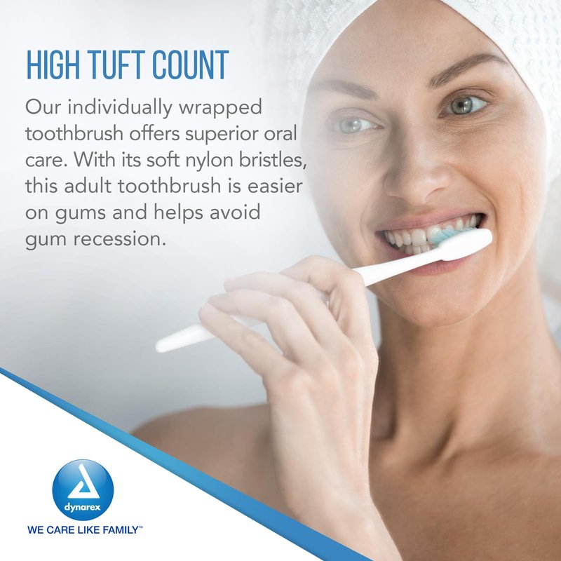 Dynarex Toothbrushes, Adult 30 Tuft,144 Count