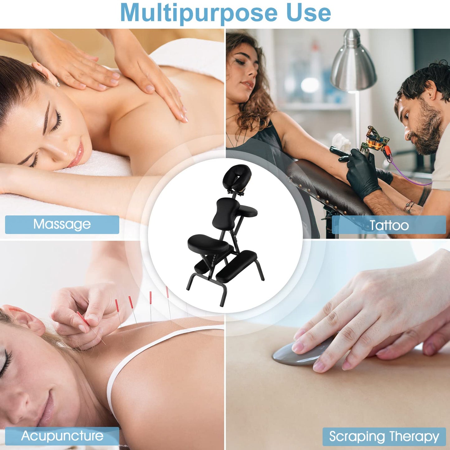 Giantex Portable Light Weight Massage Chair Travel Massage Tattoo Spa Chair w/Carrying Bag (White)