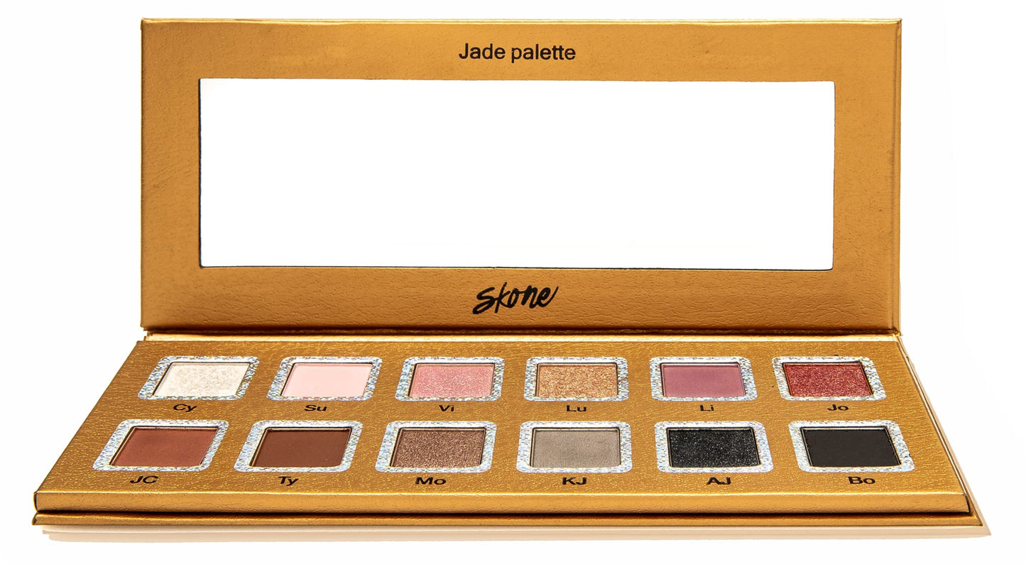 Skone Cosmetics | Jade Eyeshadow Palette | Longwear Makeup Highly Pigmented Cute Matte Shimmer Natural & Nude Colors Ultra-Blendable Buildable Professional Eye Color Makup