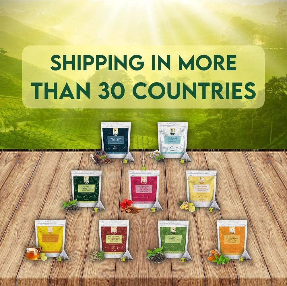 Honey Lemon Green Tea Bags (50 Count), Chamomile, Lemon & Honey Extract, Caffeinated, Real Green Tea, Blended Herbs & Spices, Gluten Free