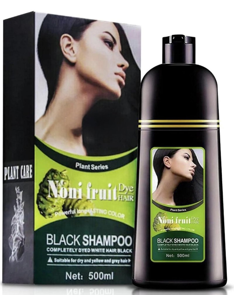 ABBASI & CO NONI Black Hair Dye Shampoo – Instant Color with 100% Gray Coverage for Men & Women – Natural Herbal Formula – Easy To Use – Champú para Cana (500ml)