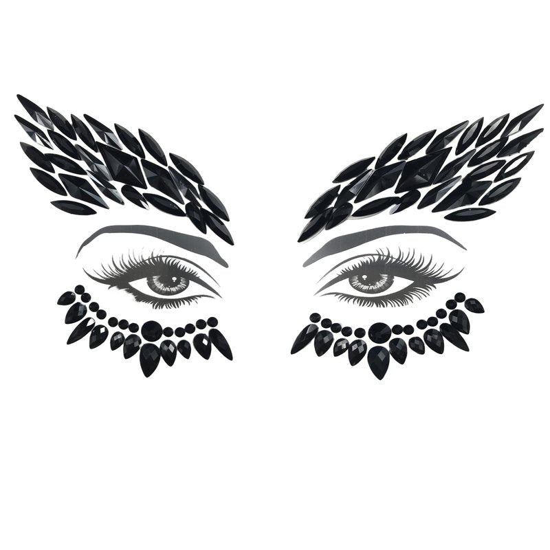 black face jewels tattoo eye sticker festival body sticker black gems holidays halloween decoration temporary tattoo for skin