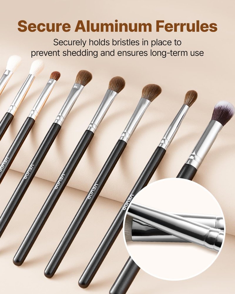 VEVOR 34-Piece Makeup Brush Set, Professional Makeup Brushes Kit for Foundation Blending Eyeshadow Concealer Blush - with Soft Bristles, Ergonomic Wood Handle, Travel-Friendly Case Included