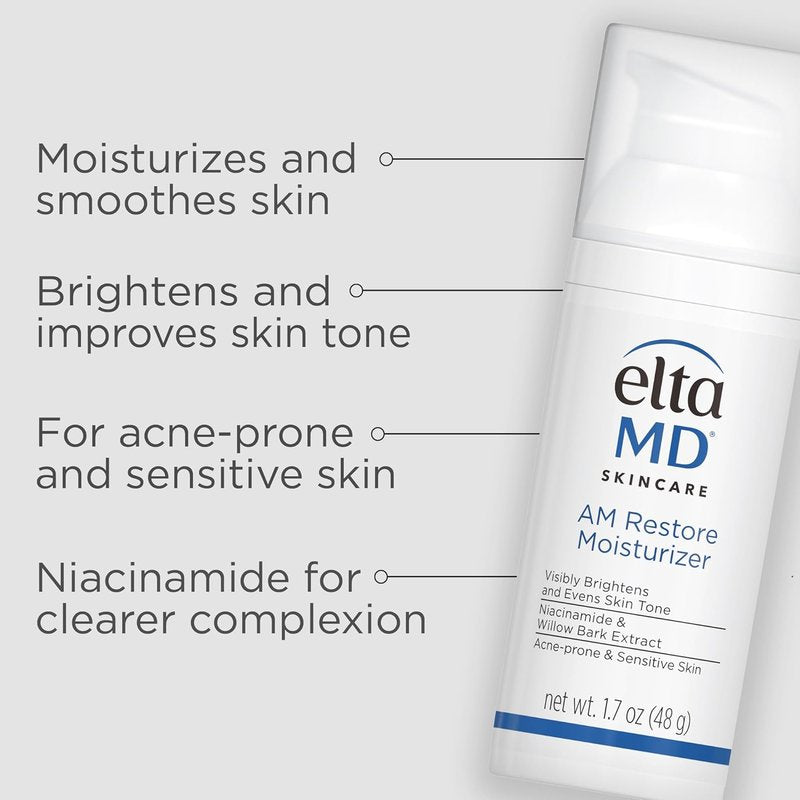 EltaMD AM Restore Face Moisturizer - Lightweight Cream with Niacinamide & Hyaluronic Acid | For All Skin Types