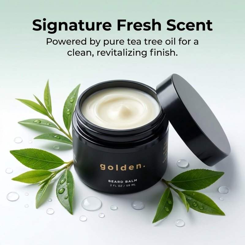Beard Balm for Men - Tame Flyaways & Promote Thicker Growth - Natural Shea & Mango Butter, 2oz | Fresh Scent
