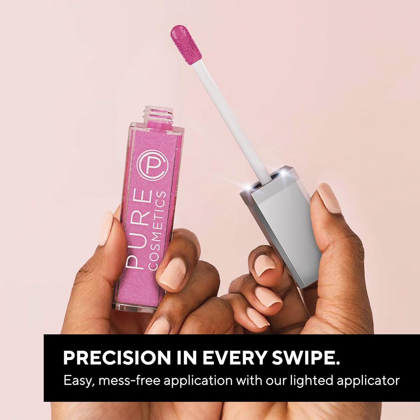 Light-Up Lip Gloss - Moisturizing Caribbean Coral with LED Applicator & Mirror | Non-Sticky Formula, Enriched with Jojoba Oil & Vitamin E