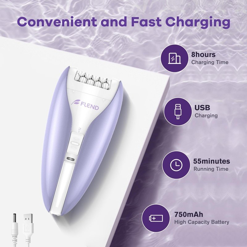 Epilator, Smooth Glide Epilator for Women, 2 Speeds Facial Hair Removal Device with Silent Design, Cordless Rechargeable Hair Removal Epilators for Women Face Legs Bikini Arms Legs