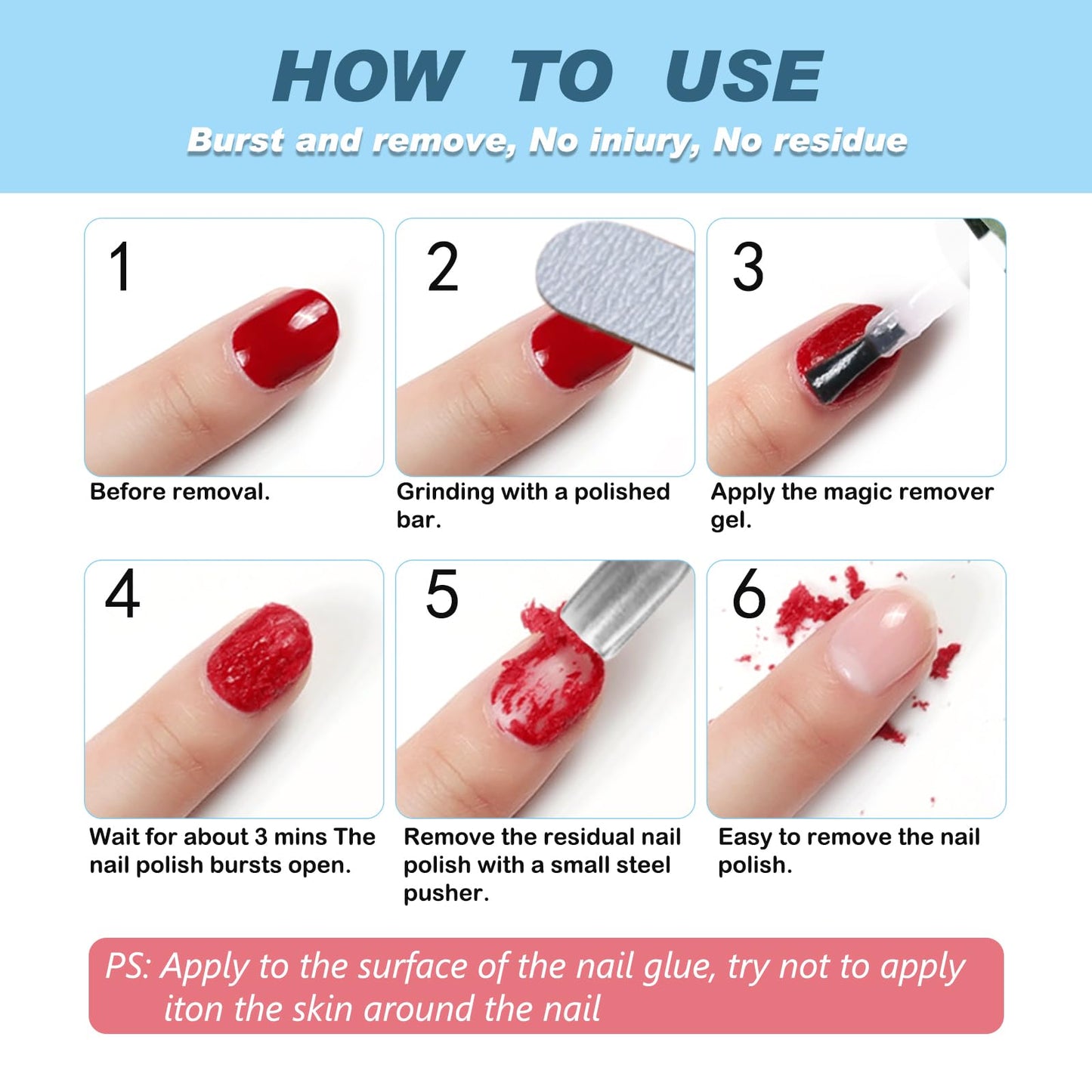 Gel Polish Remover for Nails, Easy & Quick Soak Off Gel Polish Remover in 3-5 Minutes, No Damage to Nails, for Salon & Home Use