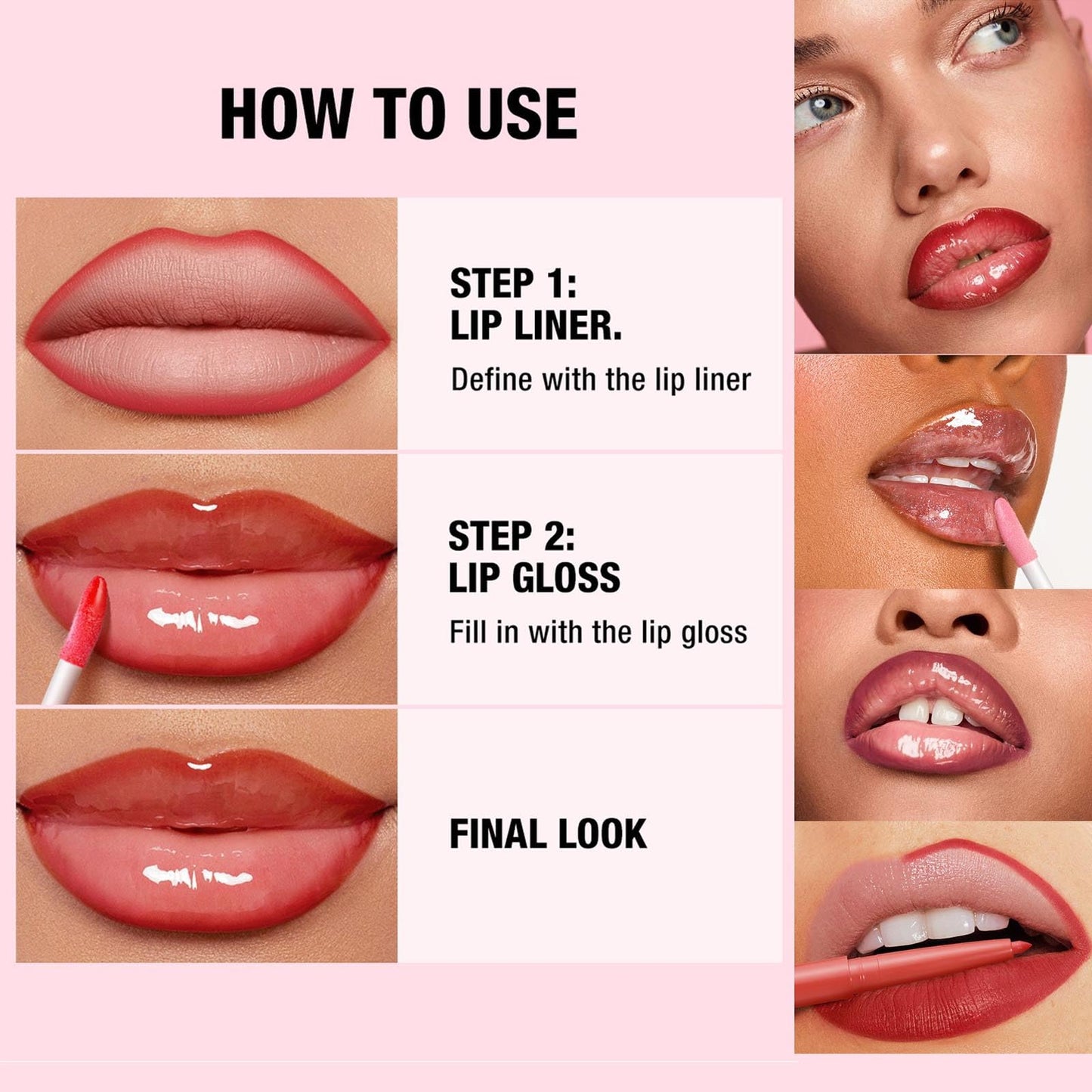 Hyesamyo Pink Lip Liner Waterproof Lip Kit With Lip Liner and Gloss Long Lasting Pluming Smudge proof Highly Pigmented Lip Liner Set with Lipgloss (09# Pink)