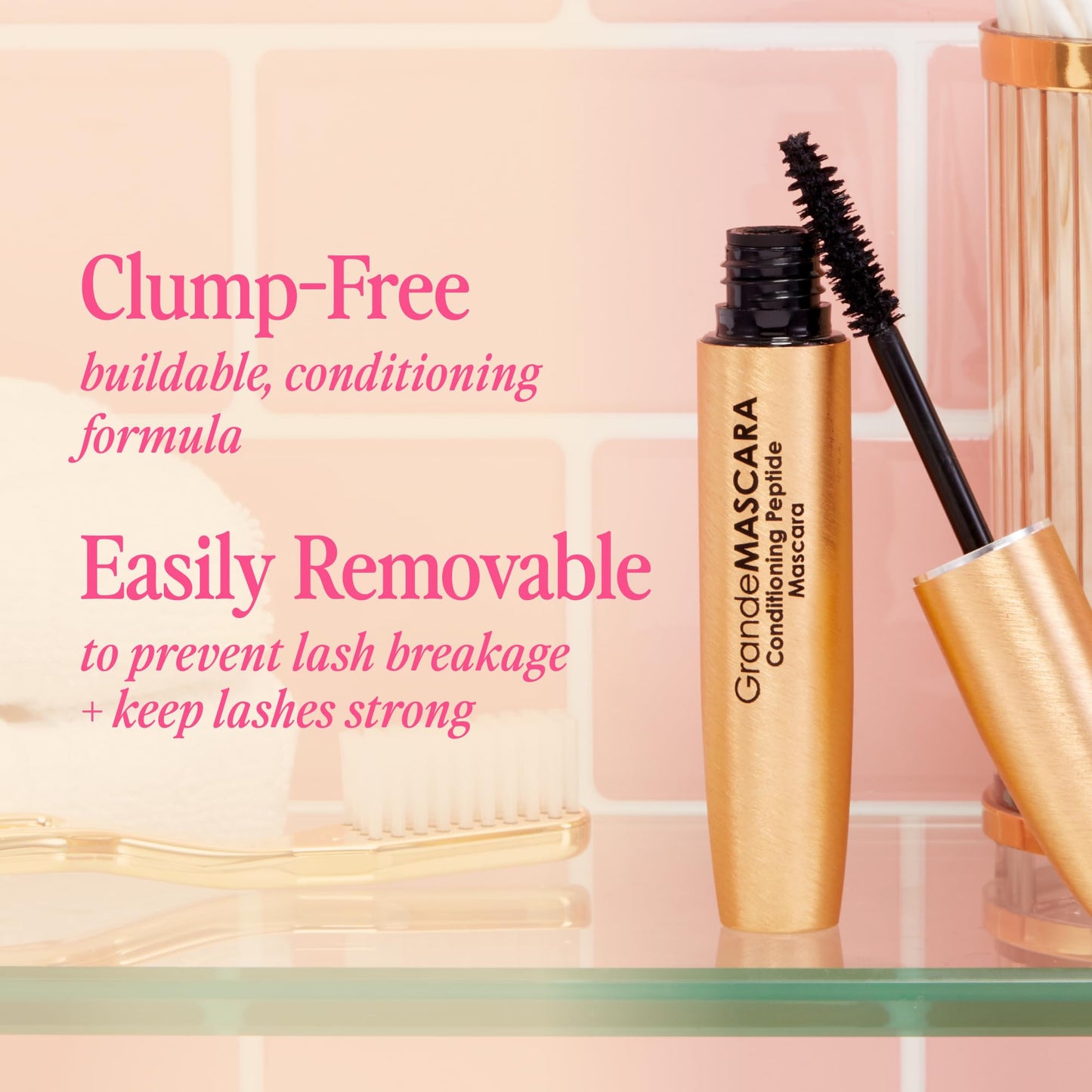 Grande Cosmetics GrandeMASCARA Conditioning Peptide Mascara - Buildable Volume & Length, Water-Resistant & Clump-Free - Lash & Extension Friendly, Black (0.20 oz)