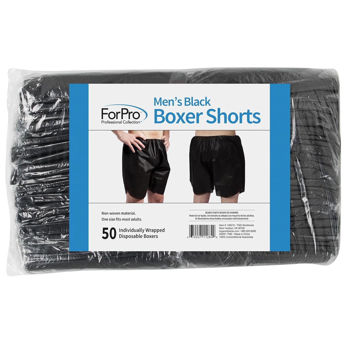 Men’s Disposable Boxer Shorts - Professional Massage, Tanning & Waxing | Black, 50-Count, One Size Fits Most